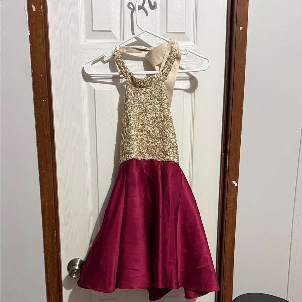red and gold dress